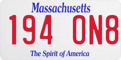 MA license plate 194ON8