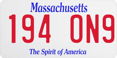 MA license plate 194ON9