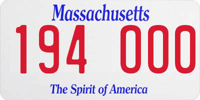 MA license plate 194OO0