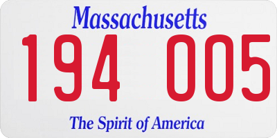 MA license plate 194OO5