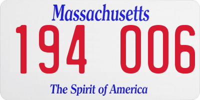 MA license plate 194OO6