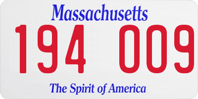 MA license plate 194OO9