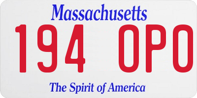 MA license plate 194OP0