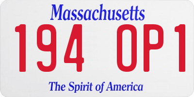 MA license plate 194OP1