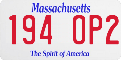 MA license plate 194OP2