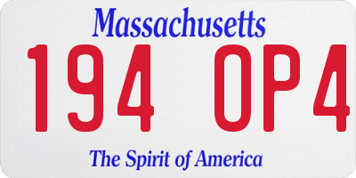 MA license plate 194OP4