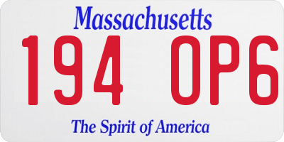 MA license plate 194OP6