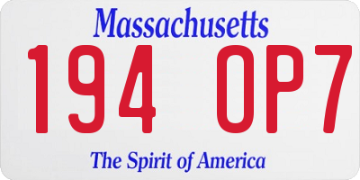 MA license plate 194OP7