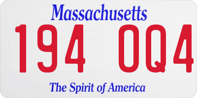 MA license plate 194OQ4