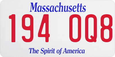 MA license plate 194OQ8