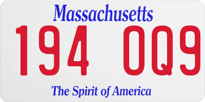 MA license plate 194OQ9