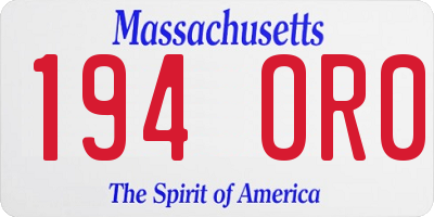 MA license plate 194OR0
