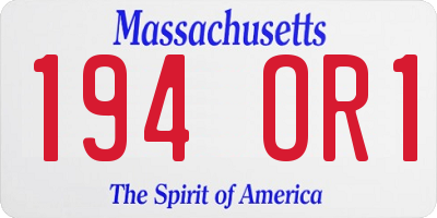 MA license plate 194OR1