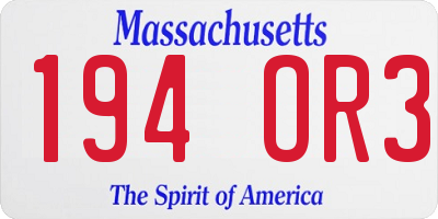MA license plate 194OR3