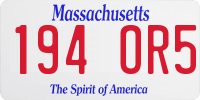 MA license plate 194OR5