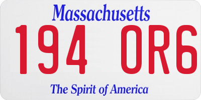 MA license plate 194OR6