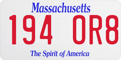 MA license plate 194OR8