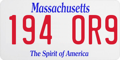 MA license plate 194OR9
