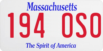 MA license plate 194OS0
