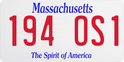 MA license plate 194OS1