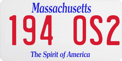 MA license plate 194OS2