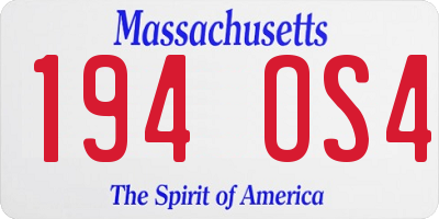 MA license plate 194OS4