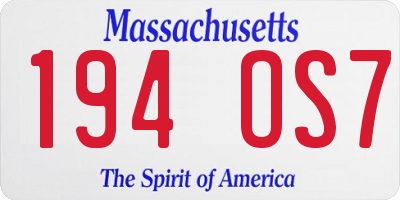 MA license plate 194OS7
