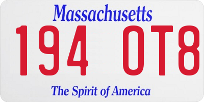 MA license plate 194OT8