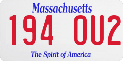 MA license plate 194OU2