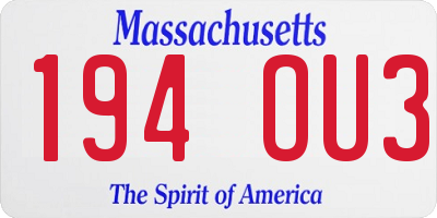 MA license plate 194OU3