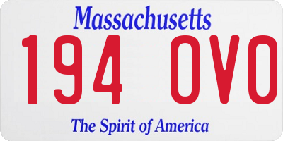 MA license plate 194OV0
