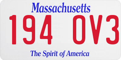 MA license plate 194OV3