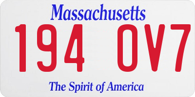 MA license plate 194OV7