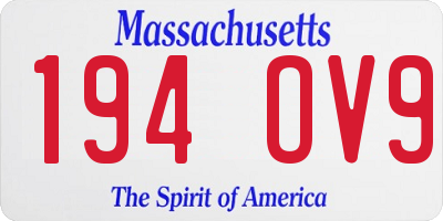 MA license plate 194OV9