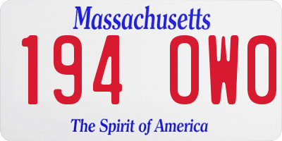 MA license plate 194OW0
