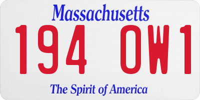 MA license plate 194OW1