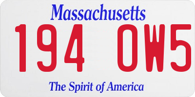 MA license plate 194OW5