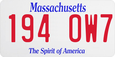 MA license plate 194OW7