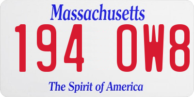 MA license plate 194OW8