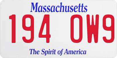MA license plate 194OW9