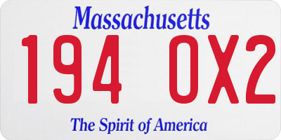 MA license plate 194OX2
