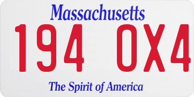 MA license plate 194OX4