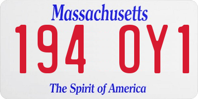 MA license plate 194OY1