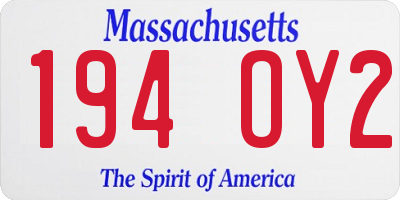 MA license plate 194OY2