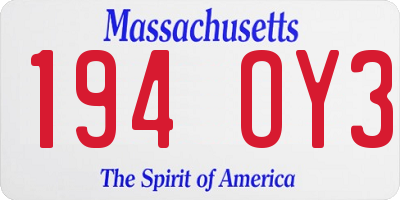 MA license plate 194OY3