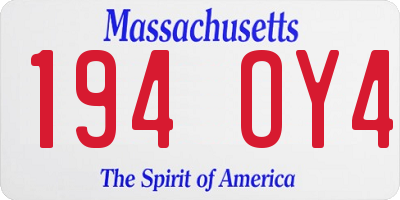 MA license plate 194OY4