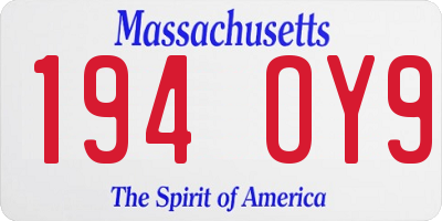 MA license plate 194OY9