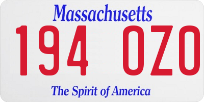 MA license plate 194OZ0