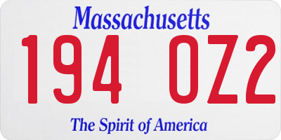MA license plate 194OZ2