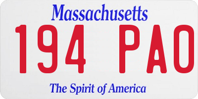 MA license plate 194PA0